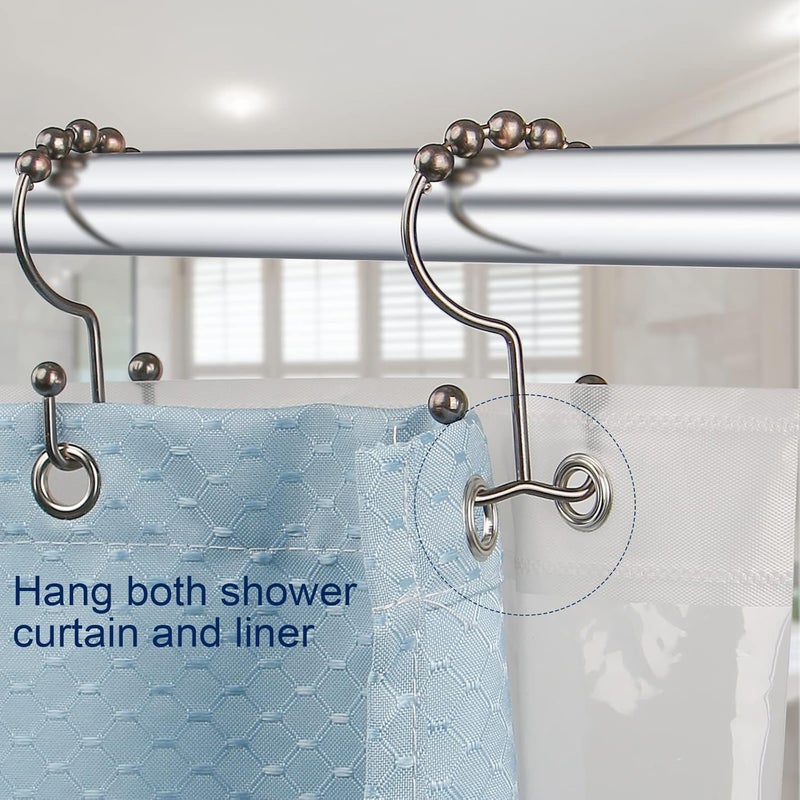 Gidse Shower Curtain Hooks,Sturdy Stainless Steel Double Sided Shower Hooks Rings for Bathroom Shower Curtain Rods Curtains Set of 12 Hooks - Bronze - Image 4